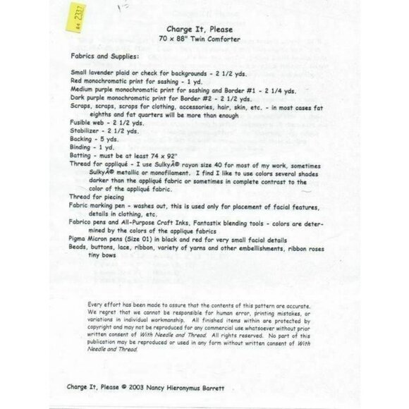 Quilt Pattern Charge It Please Twin 70 X 88 Nancy Barrett Shopping Ladies - Picture 2 of 2